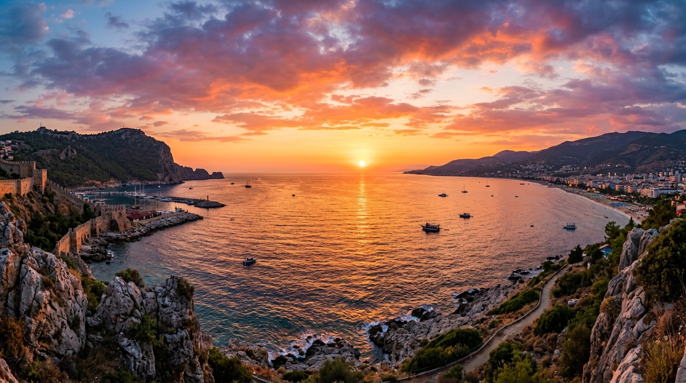 Alanya gün batımı manzarası